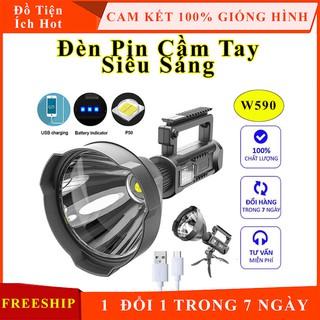 Đèn pin cầm tay siêu sáng chiếu xa 1000m có chân đế W590 chống thấm nước