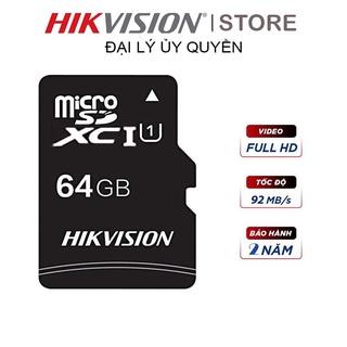 Thẻ Nhớ Micro SD Hikvision 32Gb , 64gb Class 10 , Tốc độ 92 Mb/s Chính hãng - Bảo hành 24 tháng