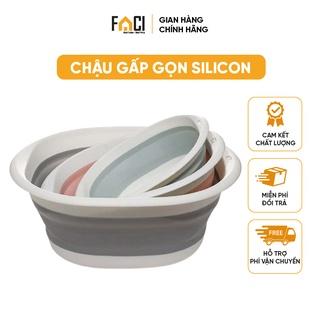 Chậu gấp gọn Faci silicon đa năng. Chậu gấp gọn giặt quần áo thau rửa tay rửa mặt chậu tắm cho bé tiết kiệm diện tích