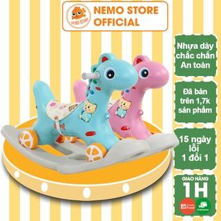 Ngựa bập bênh cho bé 1 2 tuổi 2 in 1 có bánh xe có nhạc mã 5188 Nemo store