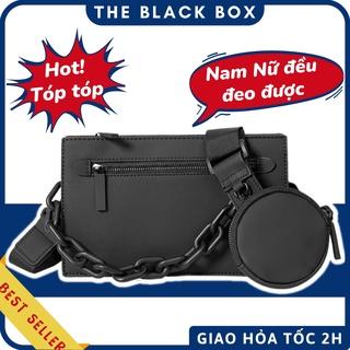 Túi Đeo Chéo Nam Nữ Unisex Dạng Hộp Vuông Thời Trang Kèm Ví Tròn Mini Cá Tính Hàng Cao Cấp TV01 - THE BLACK BOX