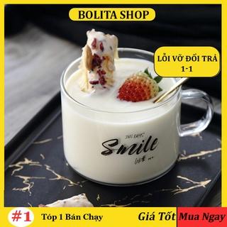 Cốc ly thủy tinh dễ thương uống nước chịu nhiệt cute có tay cầm dung tích 400ml SMILE TODAY OUOUDECOR