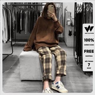 Quần baggy kẻ caro WIIS unisex Caro ống suông rộng nam nữ oversize ullzang