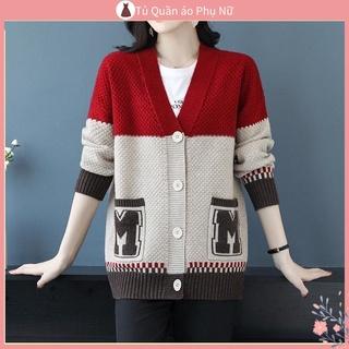 Áo Len Nữ Hàn Quốc Bigsize Áo Khoác Cardigan Dệt kim Phong Cách Phương Tây Thời Trang Thu Đông Cho Phụ Nữ Trung Niên 40 Tuổi 50 Tuổi