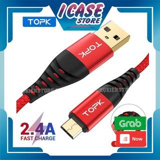 Dây Cáp Sạc TOPK Đầu Ra Micro USB/Type C/Sạc Nhanh Dây Nylon Bện Dài 1m Chắc Chắn[GIÁ SỈ]