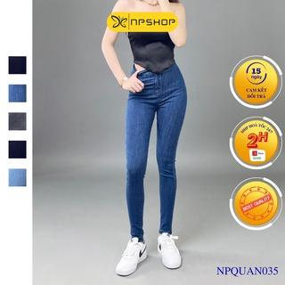 Quần jean nữ lưng cao không túi NPSHOP, quần bò cạp cao skinny jeans bigsize NPQ035