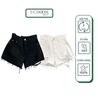 Quần đùi bò nữ ngắn, quần short jeans rách gấu tua rua cạp cao cá tính - Mã 376