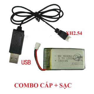 Bộ pin và cáp sạc flycam máy bay 3.7v 1200mAh cho máy bay điều khiển từ xa