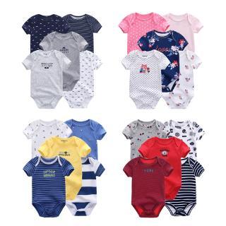 Bộ 5 Áo Liền Quần Vải Cotton Tay Ngắn Thời Trang Mùa Hè Cho Bé Sơ Sinh