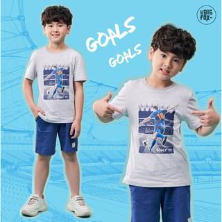 Bộ Quần Áo Thể Thao Cho Bé Trai Mùa Hè Bigfox, Bộ Cộc Tay Chất Cotton In Hình Bóng Đá Goal Size Trẻ Em 3,4,5,6,7,8..Tuổi