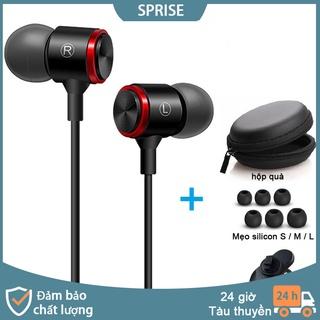 Tai nghe siêu bass SPRISE nhét tai có dây âm thanh nổi có micro chống ồn chuẩn jack cắm 3.5mm