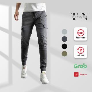 Quần Jogger Nam Kaki Túi Hộp Thiết Kế Lưng Thun Cao Cấp 4 Màu Đen Ghi Than Rêu