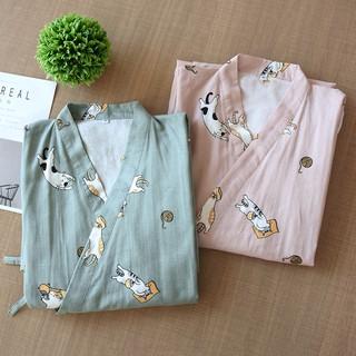 Áo Choàng Ngủ Kimono Bằng Cotton Nguyên Chất Mỏng Cỡ Lớn In Họa Tiết Mèo Phong Cách Nhật Bản Thời Trang Xuân Hè Cho Nam Và Nữ