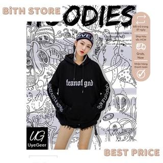 Áo Hoodie Nón Chui Trùm Đầu Nữ Chất Vải Nỉ Poly Unisex Nam Nữ Feanof God WAH015NODE