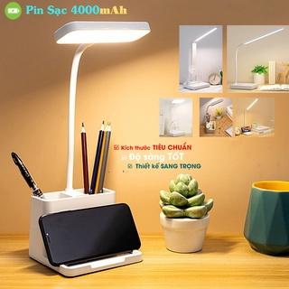 Đèn bàn học để bàn sạc pin tích điện 4000mAh có 3 chế độ ánh sáng trắng, vàng và trắng ấm điều chỉnh được độ sáng