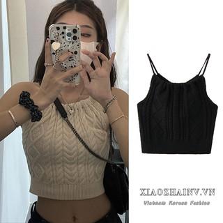 [Mã FATREND18 giảm tới 30k đơn 99k] Xiaozhainv Áo Yếm Croptop Dệt Kim Sát Nách Thoáng Khí Thời Trang Mùa Hè Cho Nữ