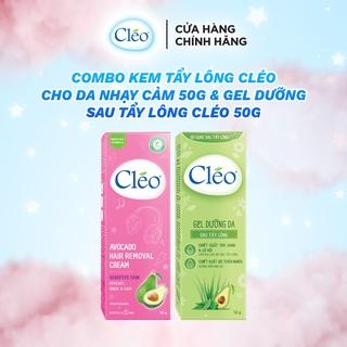 Bộ đôi Kem Tẩy Lông Cléo 50g dành cho da nhạy cảm và Gel Dưỡng Da Sau Tẩy Lông Cléo 50g