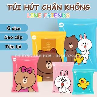 Túi Hút Chân Không Bảo Quản Quần Áo, Chăn Màn, Ga, Gối (LINE FRIENDS) - Túi Đựng Đồ Du Lịch Hút Chân Không Hình Gấu Nâu