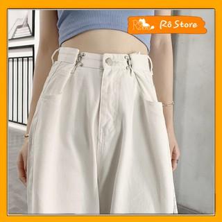 Quần Jean Ống Rộng GÀI EO Nữ Màu Trắng Kem Ulzzang Unisex mặc lên cực tôn dáng RÔ STORE QD26