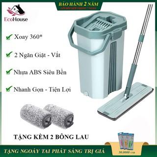 Cây chổi lau nhà tự vắt thông minh mâm nhựa xoay 360 độ quét lao chà sàn vệ sinh nhà cửa tặng 1 bông lau siêu thấm hút