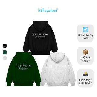 Áo khoác hoodie zip Basic màu trắng, xám, rêu Kill System oversize có nón nam nữ, vải chân cua, nỉ bông unisex