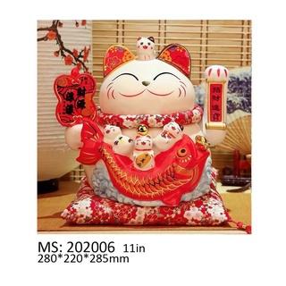 [Big Sale] Mèo Thần Tài Sứ , Mèo May Mắn Maneki Neko 26cm . Vẩy Tay Gọi Khách BÁT PHƯƠNG KHAI TÀI