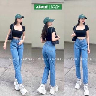 [ĐỦ 4 MÀU] Quần Jean Baggy Nữ Lưng Cao Túi Trước Thời Trang Aiori Jeans