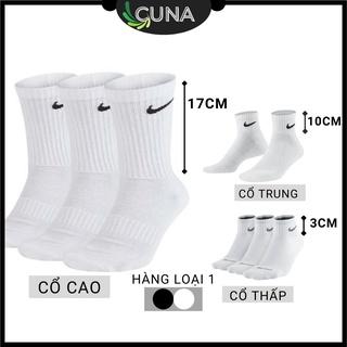 Tất Nike Cao Cổ CUNA Vớ Nam Nữ Cổ Cao Thấp Unisex Dệt Kim Cao Cấp Trơn Màu Trắng Đen Thể Thao Đá Bóng Dài Dày