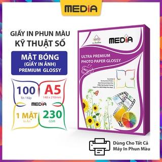 Giấy In Ảnh Media 1 Mặt Bóng A5 230gsm 100 Tờ