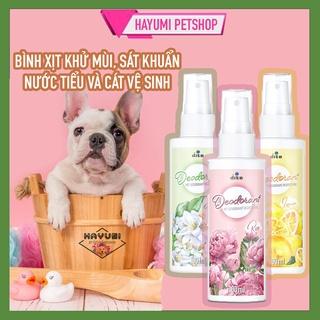 BÌNH XỊT KHỬ MÙI HÔI CHÓ MÈO, SÁT KHUẨN DEODORANT - HAYUMI - 100ml - SÁT KHUẨN CHUỒNG, NỆM, CÁT, PHÂN, NƯỚC TIỂU