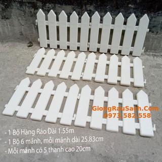 Hàng Rào Nhựa Lắp Ghép Trắng Cao Cấp Trang Trí Cây Thông Noel, Cây Cảnh, Vườn Hoa Cao 20 - 30cm Dài 1.55m Ảnh Chụp Thật