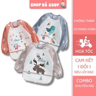 Áo yếm ăn dặm cho bé chống thấm nước có máng hứng thức ăn rơi Shop Bố Soup