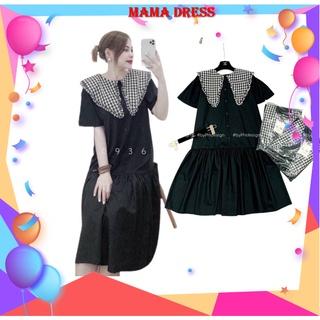 [GIÁ BÁN TƯƠNG TÁC] Váy đầm bầu công sở ĐUÔI CÁ dáng suông MAMADRESS chất lụa Hàn FREESIZE cho mẹ bầu hè