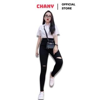 Quần Jean nữ lưng cao rách gối Bigsize CHANY STORE Q02