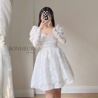 Váy tay bồng dài đầm xoè tơ hoa hồng tiểu thư phong cách công chúa thanh lịch bồng bềnh Bonrose Dress