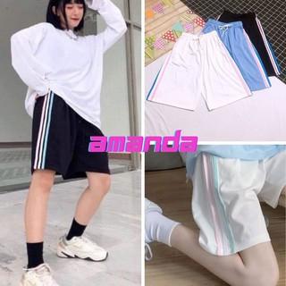 [AMANDA] QUẦN SHORT 3 SỌC UNISEX, quần đùi nam nữ kẻ sọc màu sắc, chất xu cá tính