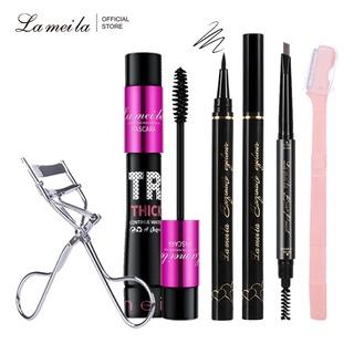 Bộ trang điểm mắt LAMEILA Không thấm nước và bền Mascara + kẻ mắt dạng lỏng + kẹp uốn mi + dao tỉa lông mày + chì kẻ mày