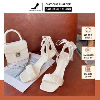 Giày cao gót nữ đế nhọn thắt nơ 7 phân, giày sandal bigsize 40 quai ngọc hottrend 2022 Hoàng Thanh C37