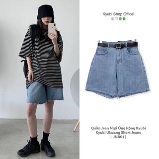 Quần jean ngố lửng nữ Ulzzang ống rộng Kyubi Ulzzang cắt lai tua (Có Bigsize ) - Short Jean Ngố Kyubi JNB01