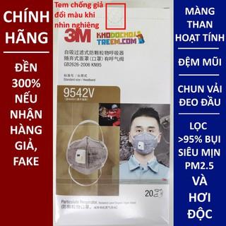 🔥COMBO hộp 20 cái 3M 9542V KN95 N95 nguyên seal có van thở lọc khí, mang than hoạt tính hút hơi độc, đeo đầu, chun vải