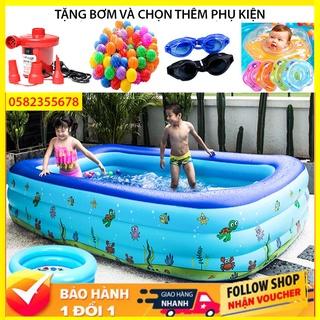 [Tặng Bơm Điện] Hồ bơi cho bé 3 tầng 2m1-1m8-1m5-1m3 Bể bơi phao tại nhà đáy 2 lớp chống trượt tặng thêm bộ vá bể