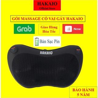 Gối Massage HAKAIO sạc pin Bảo hành 5 NĂM mát xa Vai Gáy 8 Bi Hồng Ngoại Công Nghệ Nhật Bản Cao Cấp