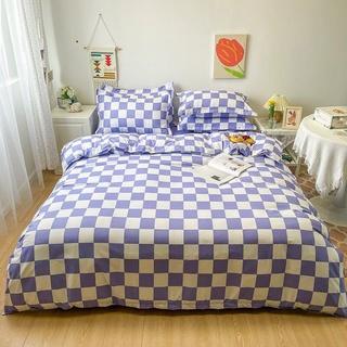 Bộ chăn ga giường cotton poly kẻ ô bàn cờ Suhali Shop, vỏ chăn mền, drap nệm và 2 vỏ gối