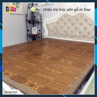 Chiếu trúc vân gỗ in hoa màu gỗ,chiếu trúc tăm hoa đế lụa, Họa Tiết Ngẫu Nhiên