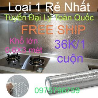 [FREE SHIP] Cuộn giấy bạc dán bếp cách nhiệt, miếng decal dán tường nhà bếp khổ lớn 0,6x2 mét