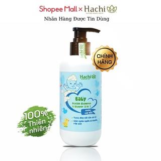 Dầu tắm gội trẻ em Hachi Baby 350ml 2 Trong 1 không cay mắt cho bé 0-6 tuổi màu xanh BABY OCEAN SHAMPOO & SHOWER