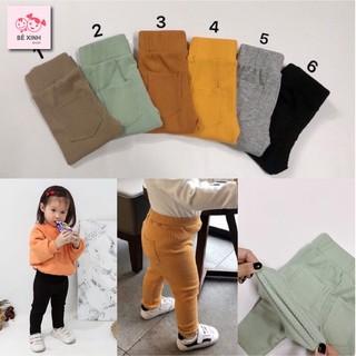 Quần thun gân len tăm legging cho bé trai bé gái K.woo [Cực hot] Quần dài bé trai bé gái thun gân tăm Hàn kwoo 2 túi