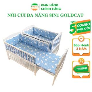 Nôi Cũi Đa Năng 8 Chế Độ GOLDCAT Kéo Dài Thành Giường Cho Trẻ từ 0-10 tuổi, Chất Liệu Gỗ Quế Tự Nhiên, An Toàn Cho Bé