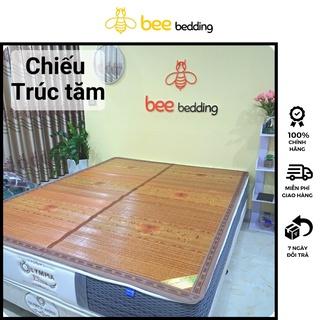 Chiếu trúc tăm vân gỗ đế lụa in hoa , hàng trúc tre cao bằng tây bắc loại đẹp [ 1m2 1m5 1m6 1m8 1m9 x 2m ]