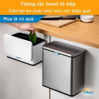 Thùng Rác Treo Tủ Bếp Mini Để Bàn Có Nắp Đậy Thông Minh Inox Cao Cấp Khử Mùi Than Hoạt Tính CCKO